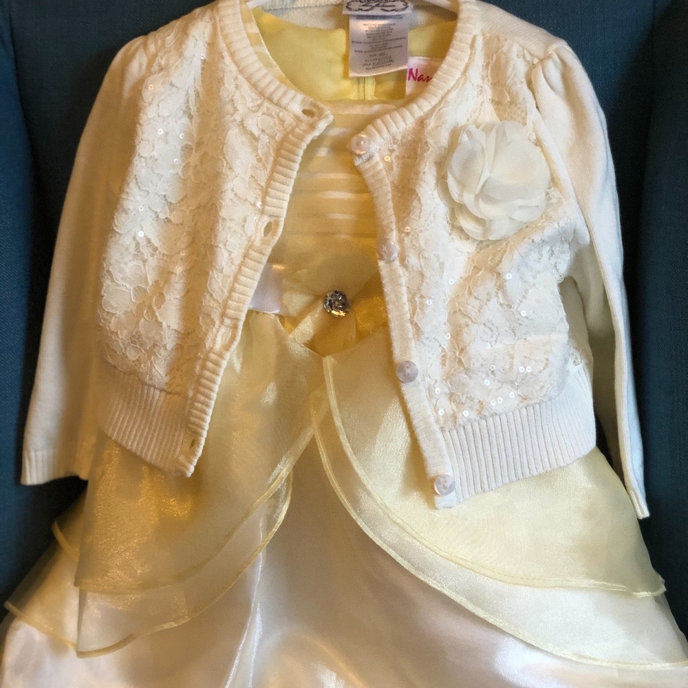 18 Month Yellow and cream Toddler Dress